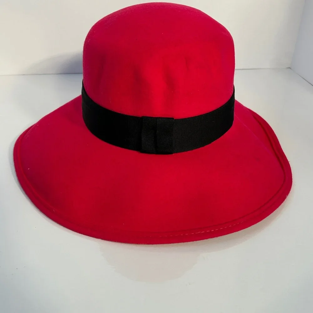 Bollman‎ Hat Company Hot Pink 100% Wool Felt Fedora Hat Wide Brim